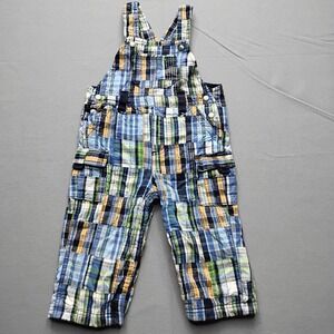 Baby Gap Patchwork Plaid Overalls Indian Madras Patch Lined Cargo 18-24 Months